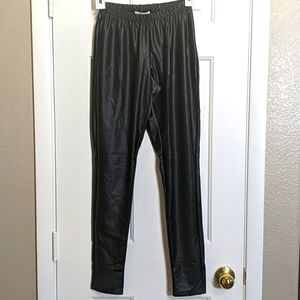 Black faux-leather leggings
